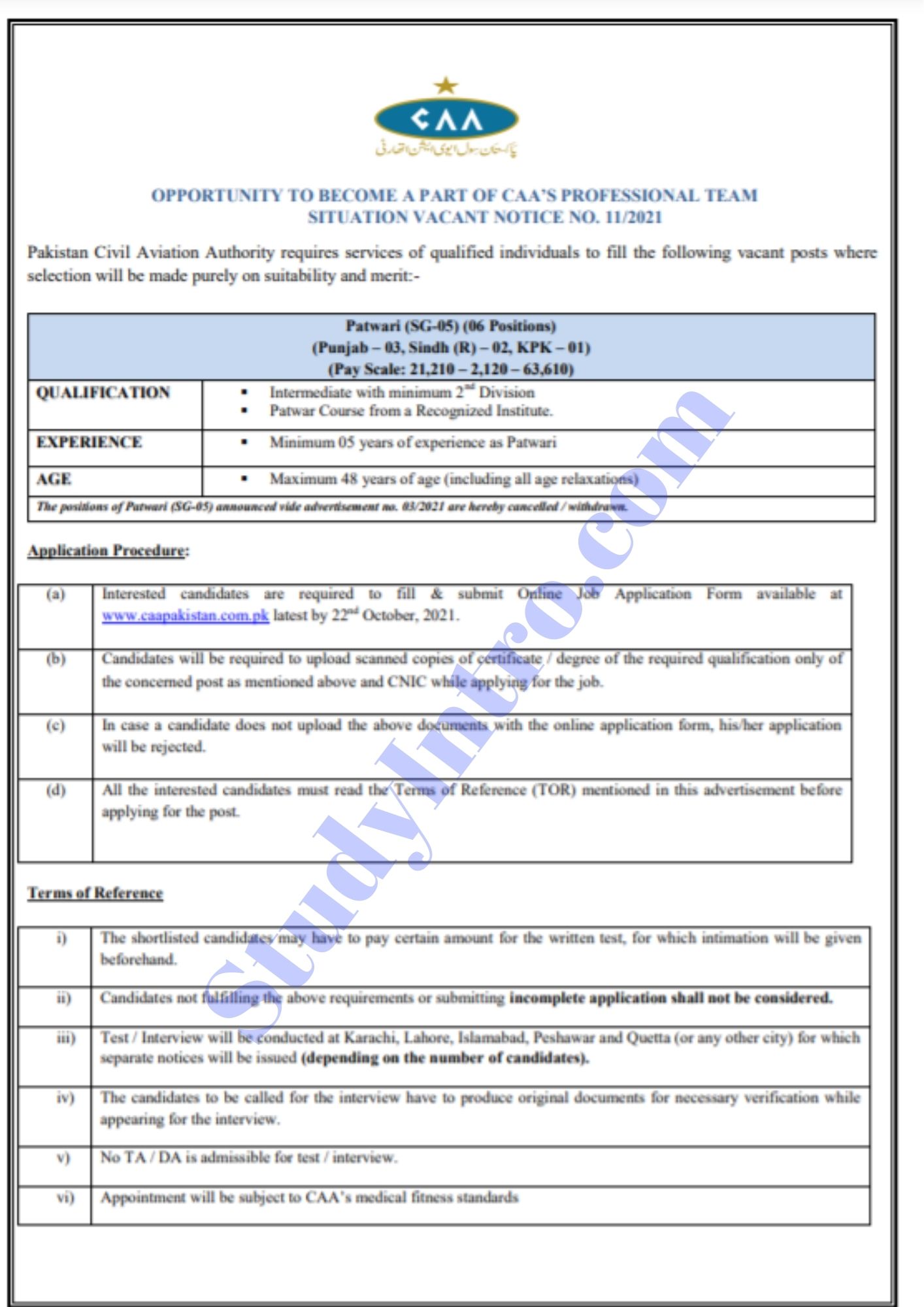 Latest Jobs in Pakistan Civil Aviation Authority 2021