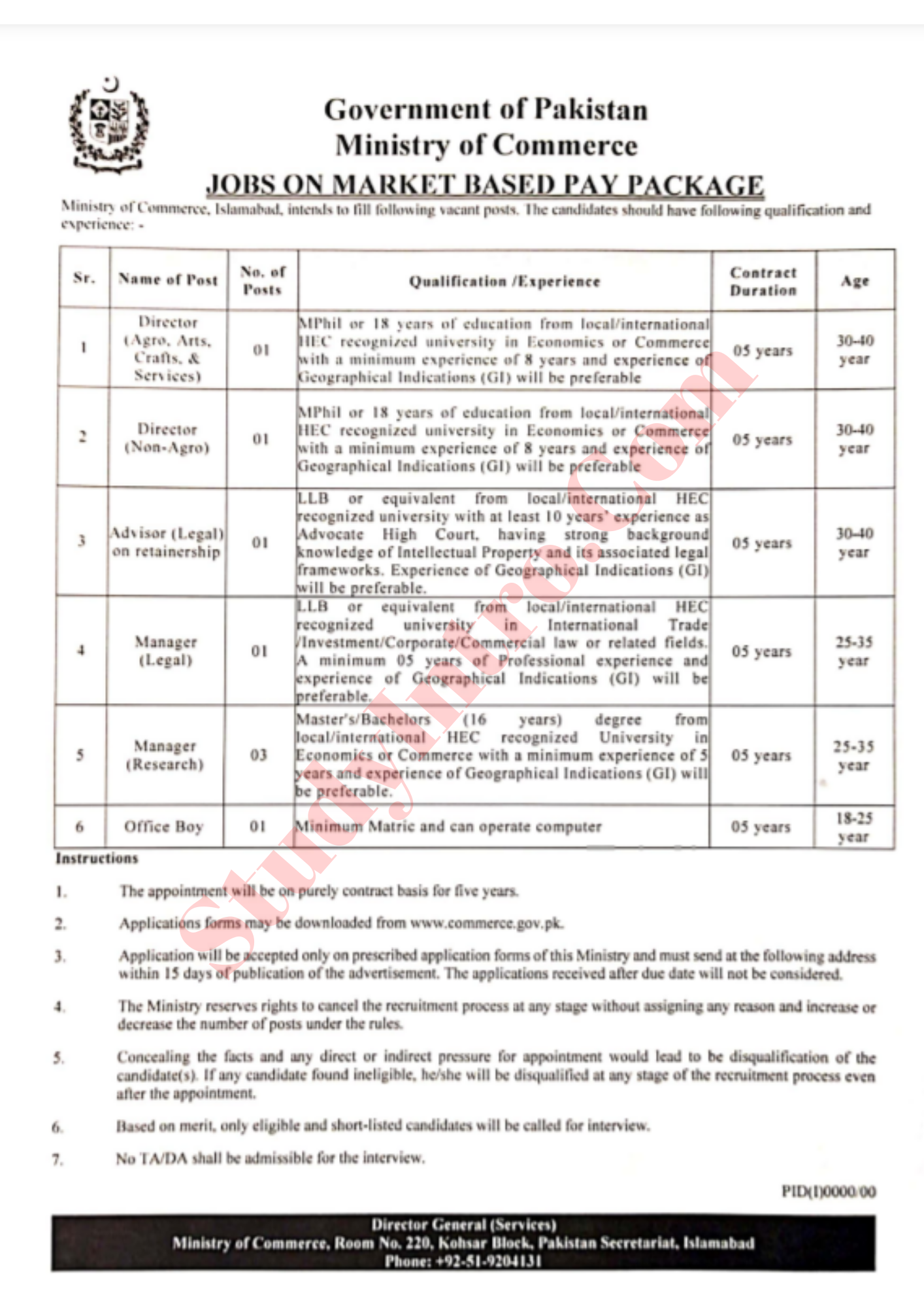 Latest Jobs in Ministry of Commerce 2021-Apply Now