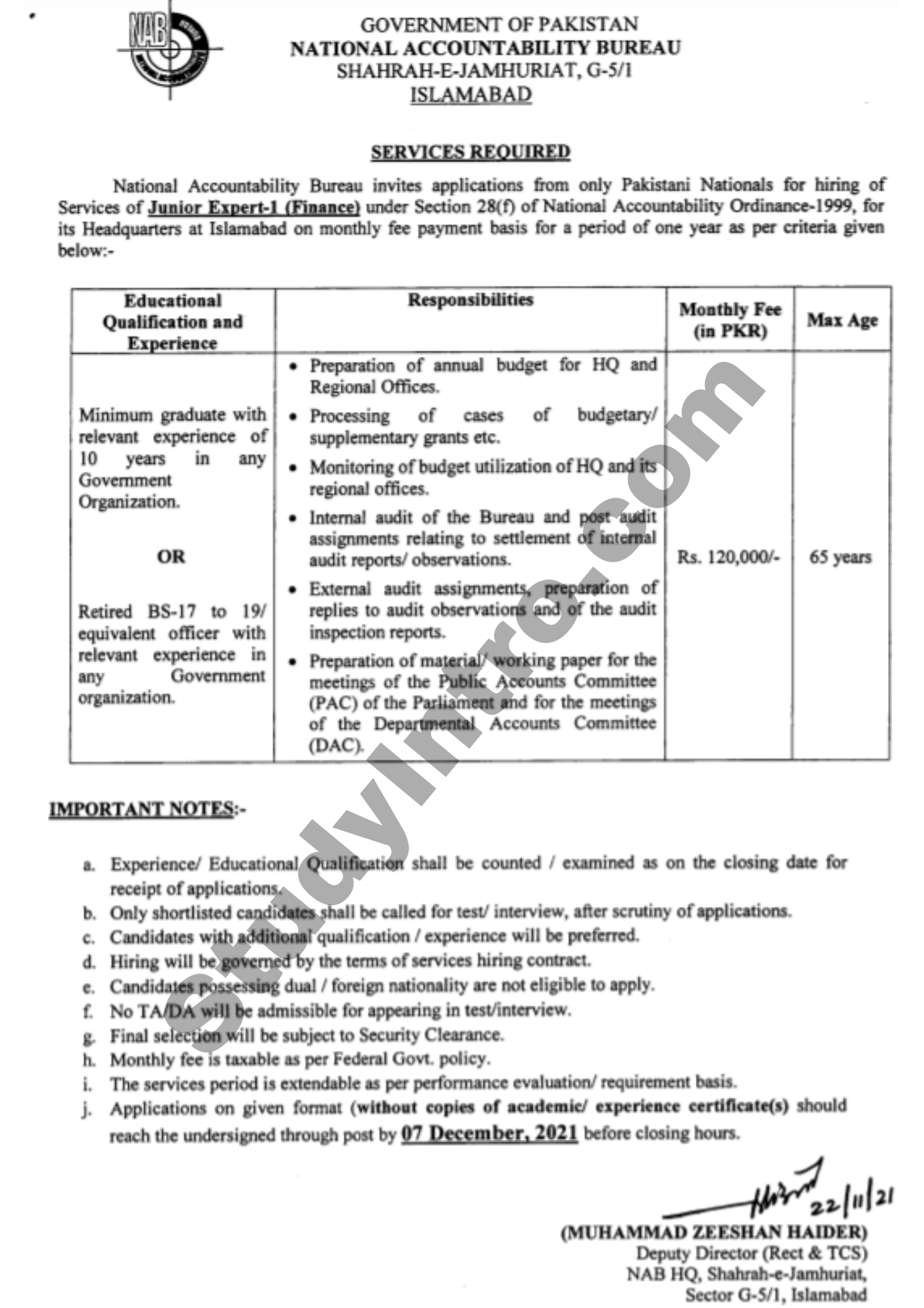 NAB Jobs in Pakistan 2021-Apply Now