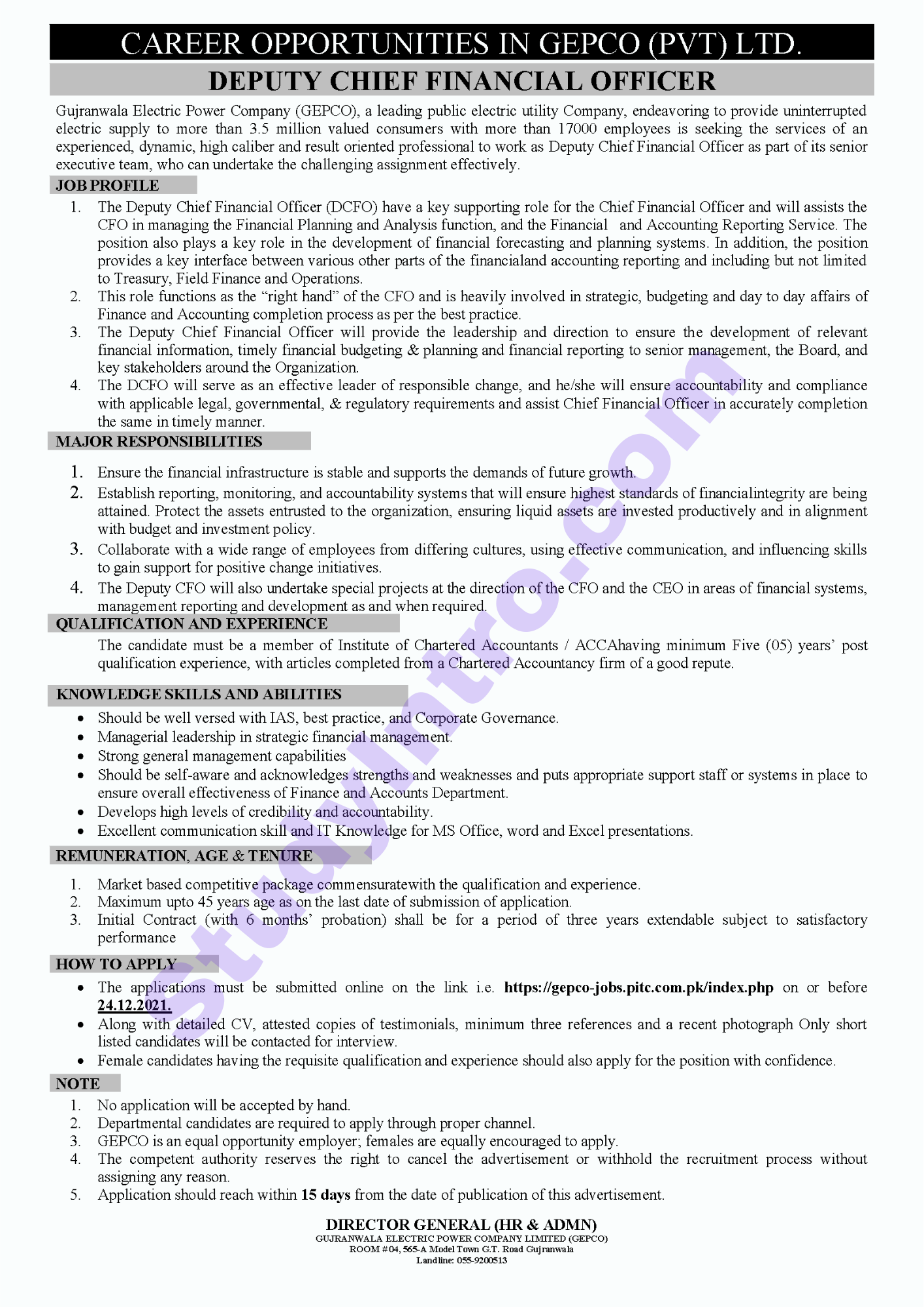 Latest Gepco Jobs 2021 in Gujranwala