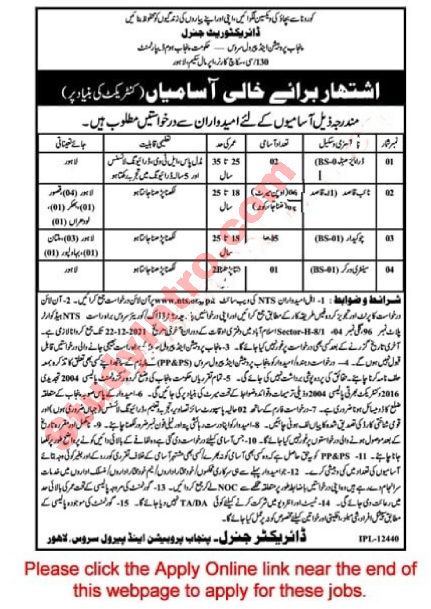 Latest Jobs in Punjab Probation and Parole Service 2021