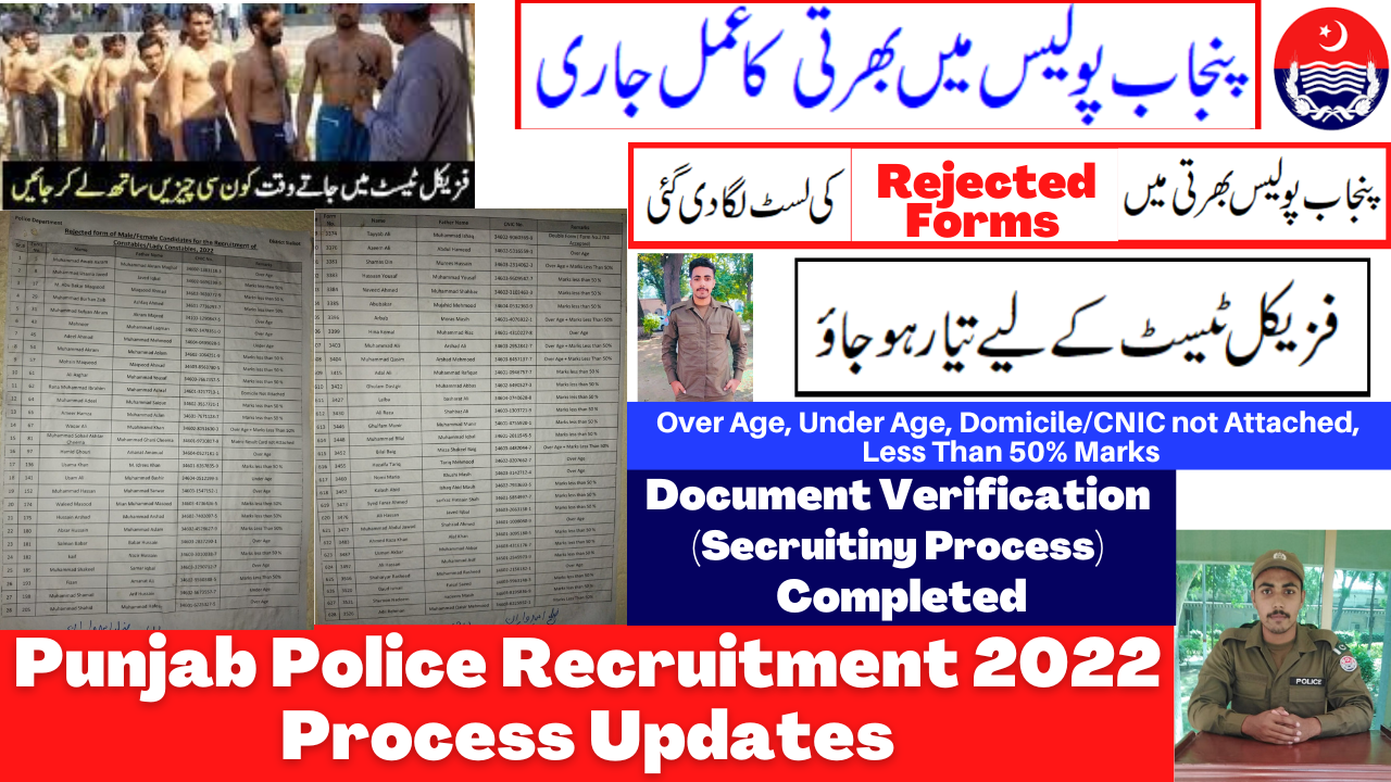 Punjab Police Bharti rejected forms list